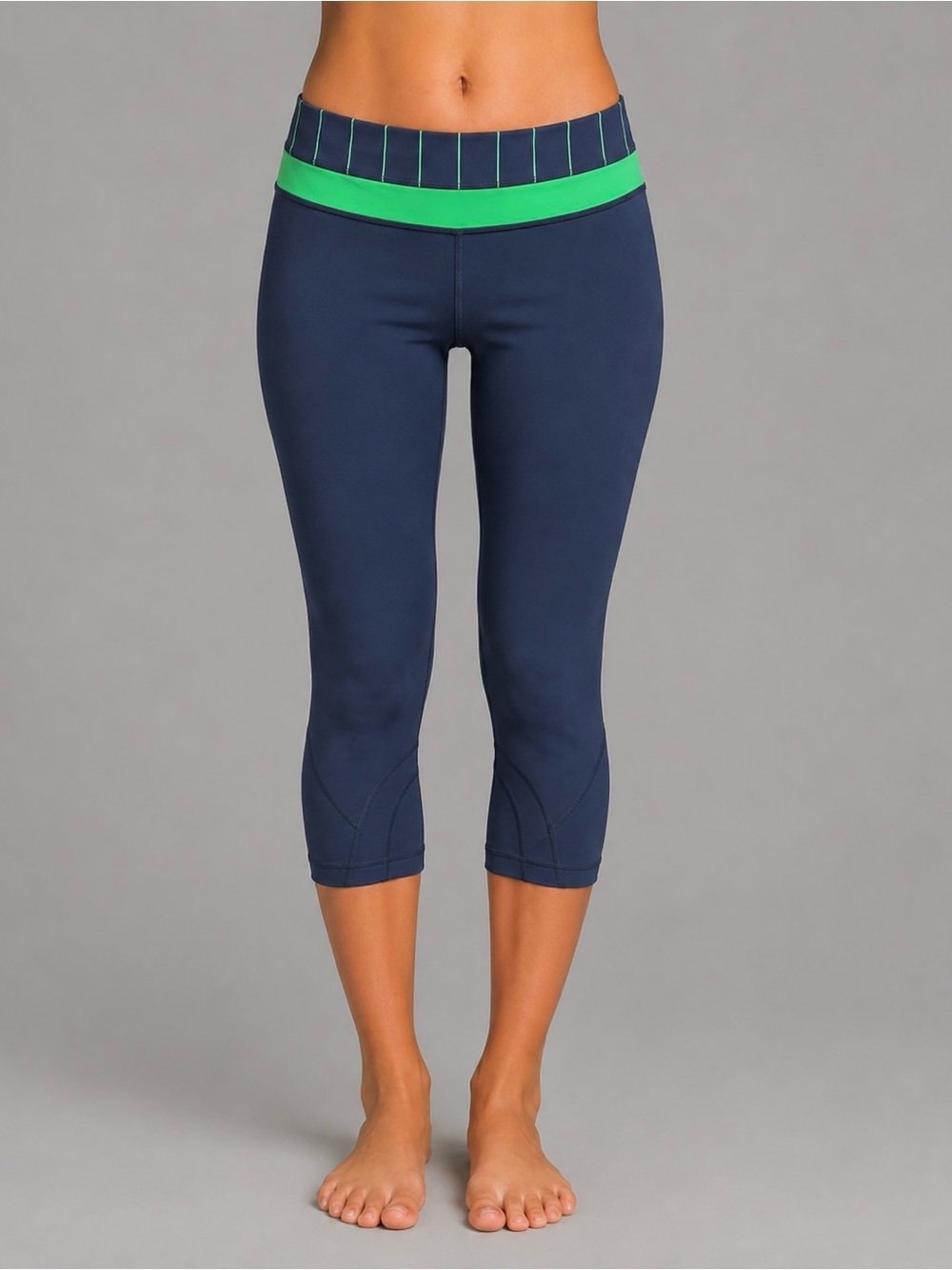 Lululemon Inspire Crop ll • Inkwell / Slalom Stripe Inkwell / Green Bean legging